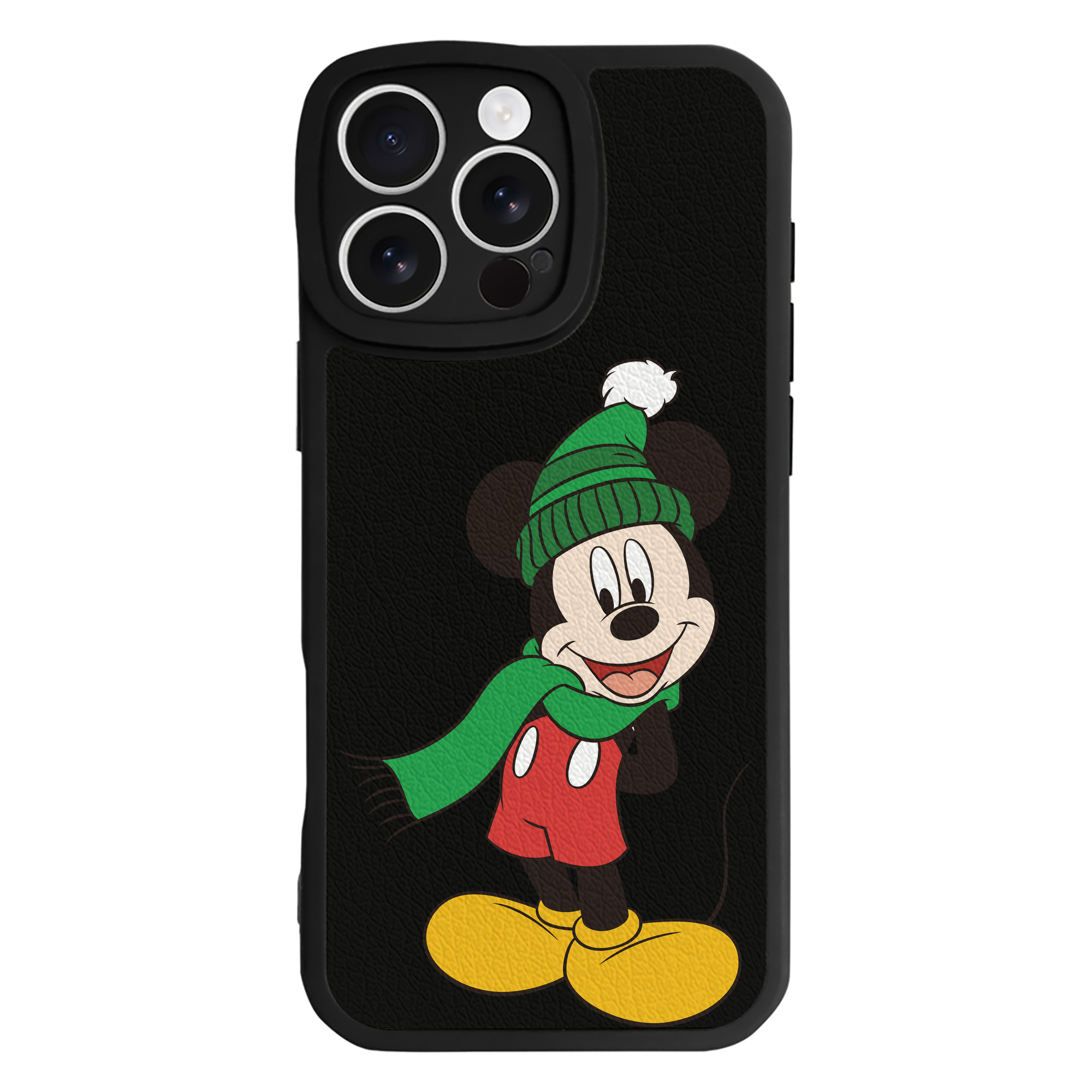 （画像用） ミッキーマウス Mickey Mouse 【iPhone 16シリーズ対応】シリコンスマホケース（レザー調） 材質：シリコン